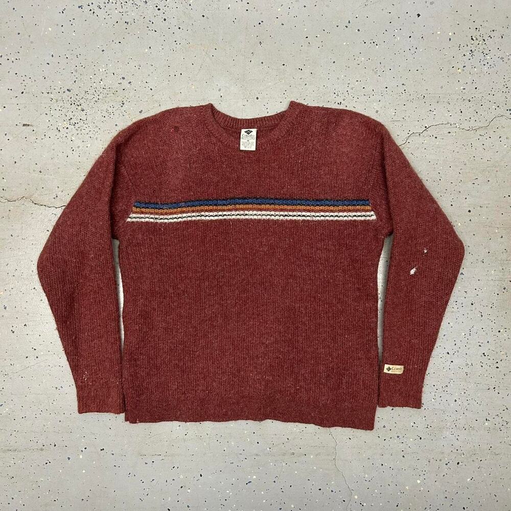 Burgundy and multi-coloured Columbia wool sweater
